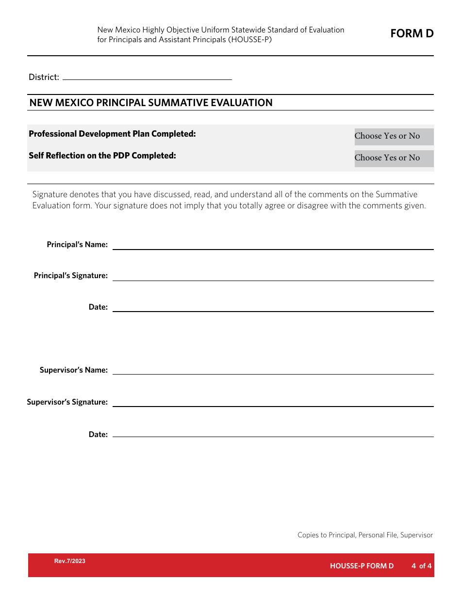 Form D New Mexico Principal Summative Evaluation - New Mexico, Page 4