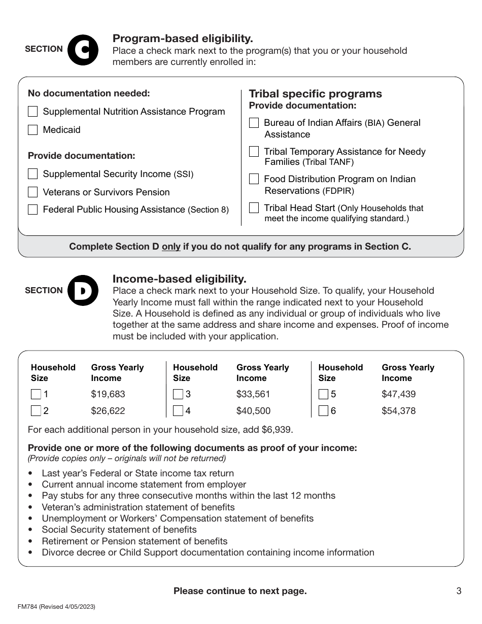 Form FM784 Oregon Lifeline Application (Discount) - Oregon, Page 3