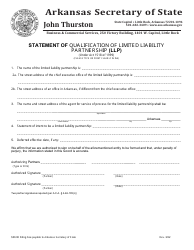 Document preview: Statement of Qualification of Limited Liability Partnership (LLP ) - Arkansas