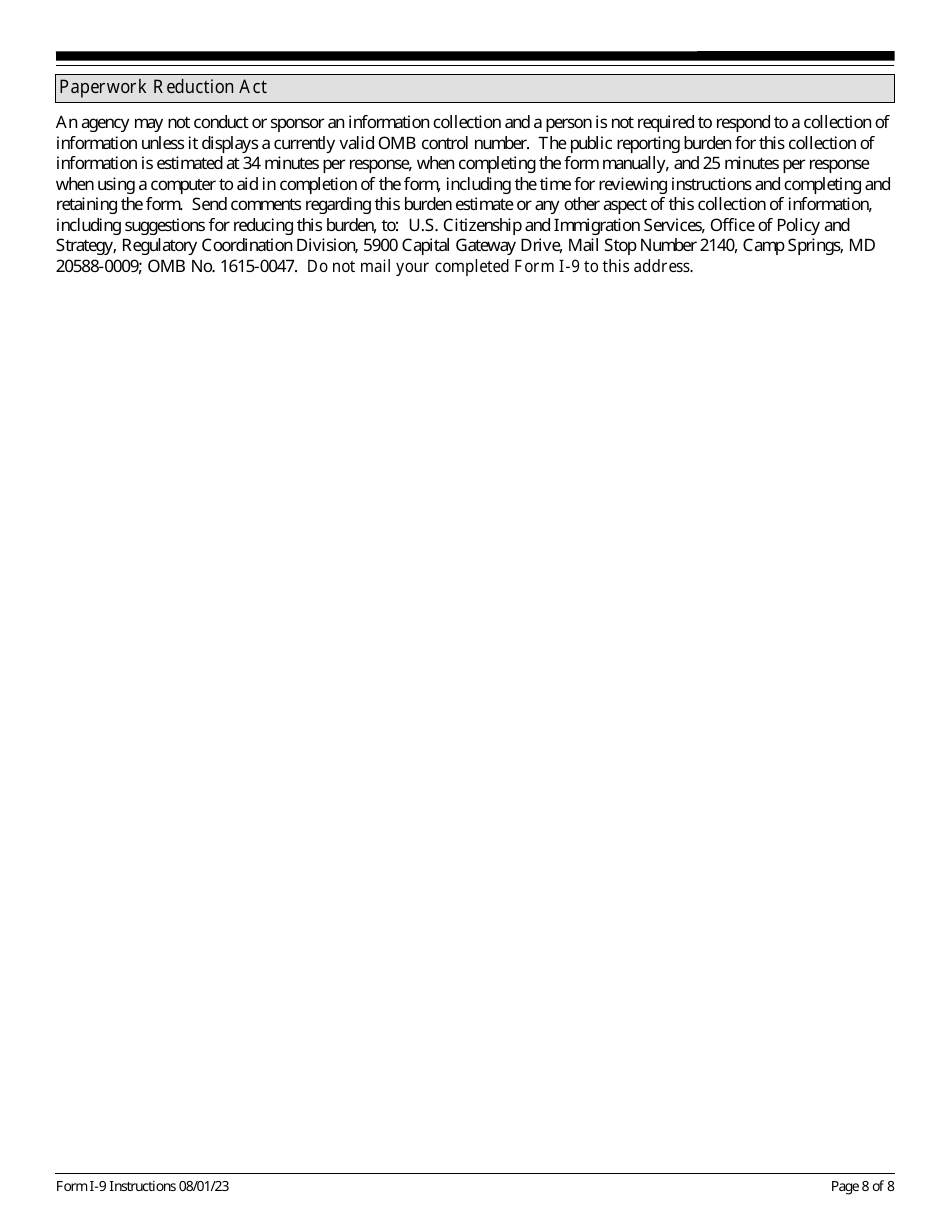 Instructions for USCIS Form I-9 Employment Eligibility Verification, Page 8