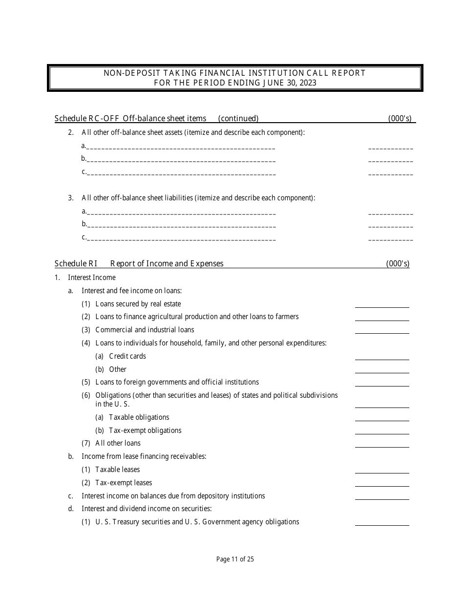 Non Deposit Taking Financial Institution Call Report - Rhode Island, Page 11