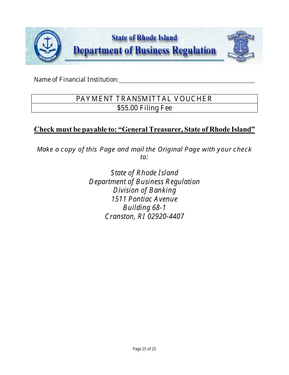 Non Deposit Taking Financial Institution Call Report - Rhode Island, Page 25