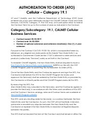 Document preview: Authorization to Order (Ato) Cellular - Category 19.1 - at&t - California, 2025