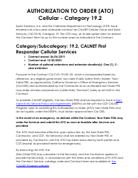 Document preview: Authorization to Order (Ato) Cellular - Category 19.2 - Sprint - California, 2023