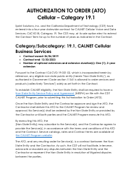Document preview: Authorization to Order (Ato) Cellular - Category 19.1 - Sprint - California, 2023