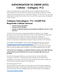 Authorization to Order (Ato) Cellular - Category 19.2 - Verizon - California