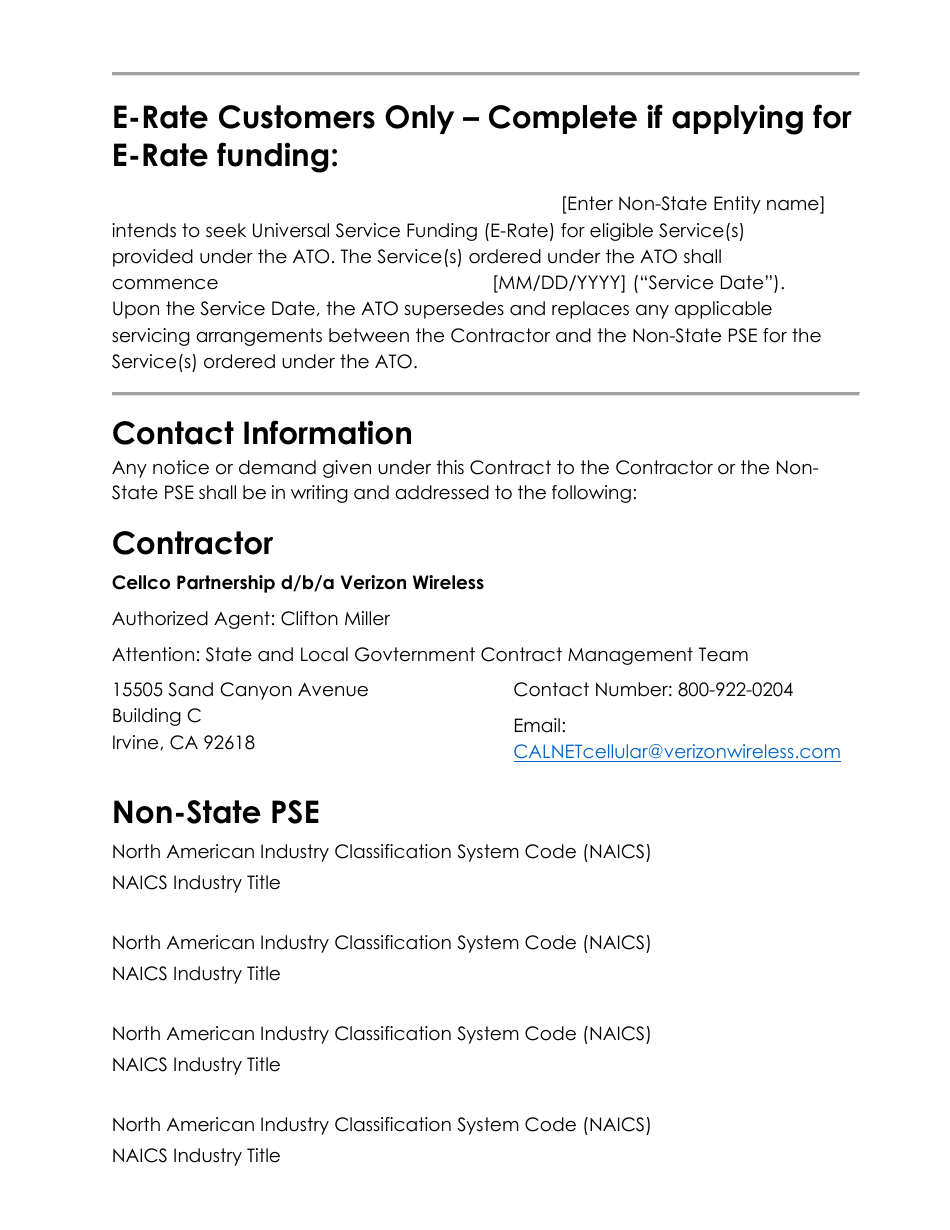 Authorization to Order (Ato) Cellular - Category 19.2 - Verizon - California, Page 3