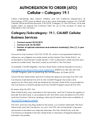 Document preview: Authorization to Order (Ato) Cellular - Category 19.1 - Verizon - California, 2025