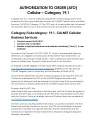 Authorization to Order (Ato) Cellular - Category 19.1 - T-Mobile - California