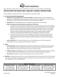Document preview: Form 238-9A Application for Idaho Well Driller's License - Idaho