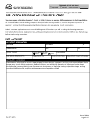 Form 238-9A Application for Idaho Well Driller&#039;s License - Idaho, Page 2