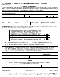 Form FA-0205A Authorization to Use Privately-Owned Vehicles on State Business - California
