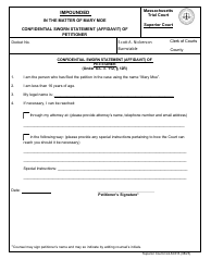 Document preview: Form SC013 Mary Moe Confidential Sworn Statement (Affidavit) of Petitioner - Massachusetts