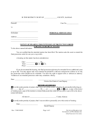 Document preview: Notice of Hearing for Extension of Protection Order for One Year or up to Life - Kansas