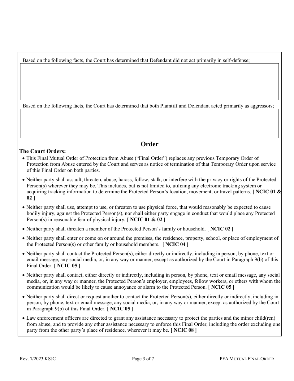 Mutual Order of Protection From Abuse - Kansas, Page 3
