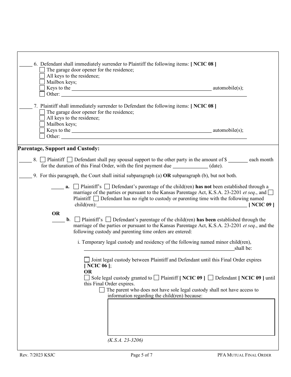 Mutual Order of Protection From Abuse - Kansas, Page 5