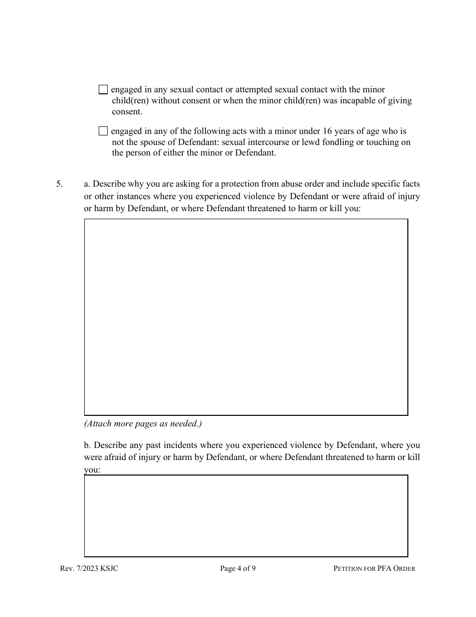 Petition for Protection From Abuse Order - Kansas, Page 4