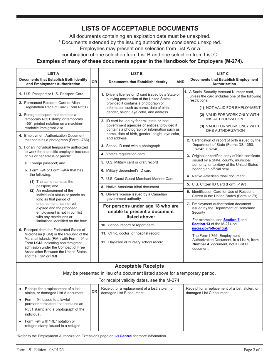 USCIS Form I-9 Download Fillable PDF Or Fill Online Employment ...