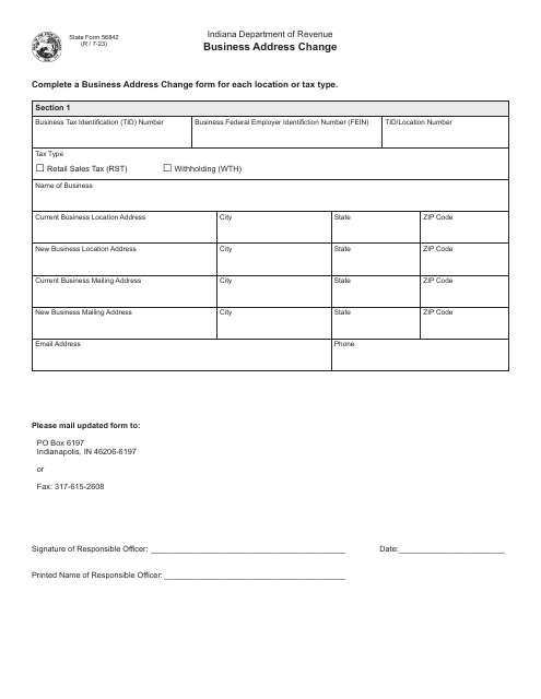 State Form 56842  Printable Pdf