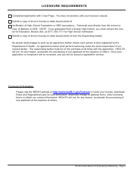 Barber Apprentice License Application - Rhode Island, Page 2