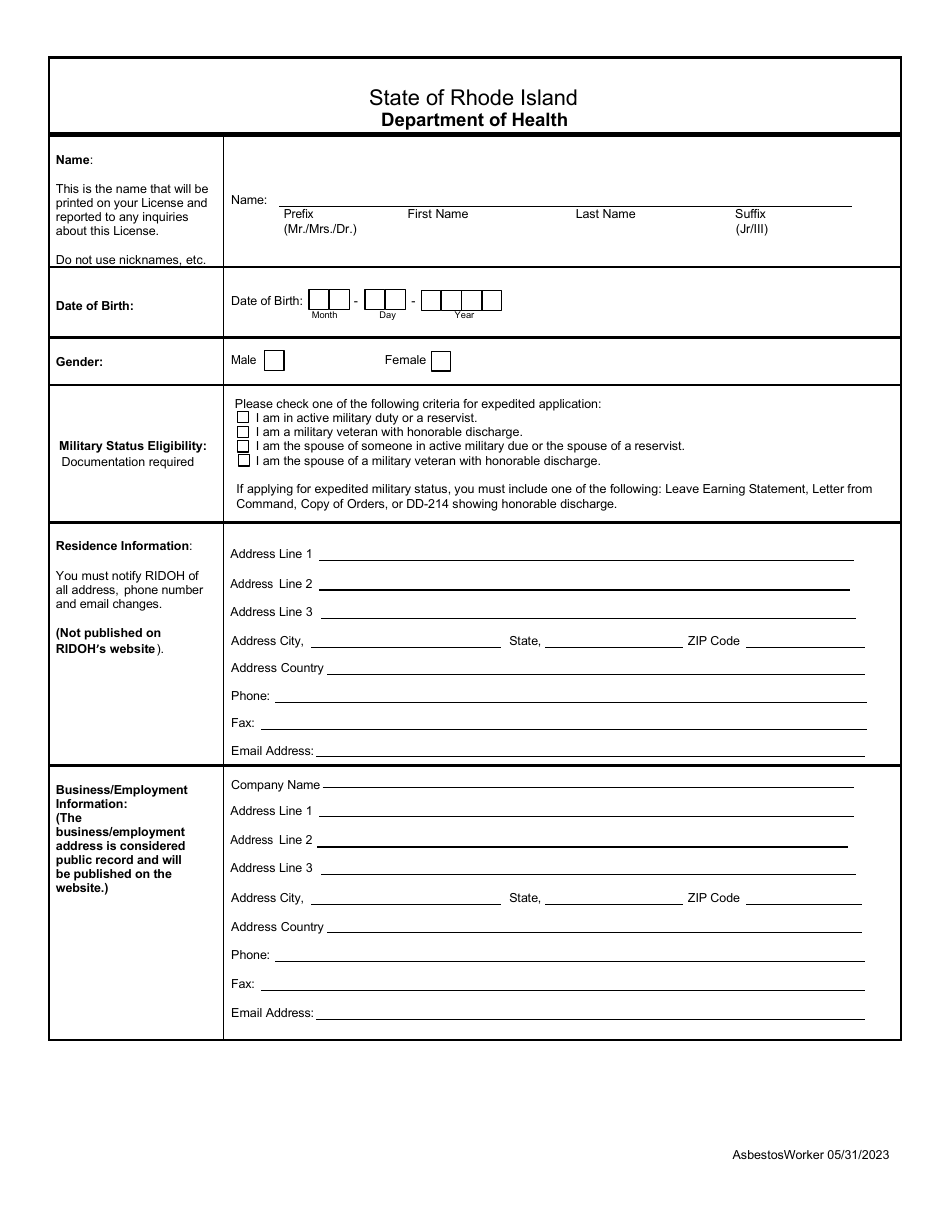 Asbestos Worker Application - Rhode Island, Page 3