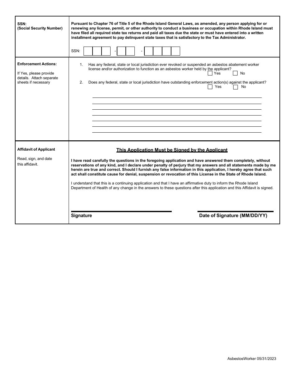 Asbestos Worker Application - Rhode Island, Page 4