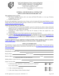 Form DOC165 General and Mechanical Contractor Application for Licensure - South Carolina, Page 3