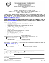 Form DOC168 General and Mechanical Contractors Primary Qualifying Party (Pqp) and Qualifying Party (Qp) Initial Application - South Carolina, Page 3