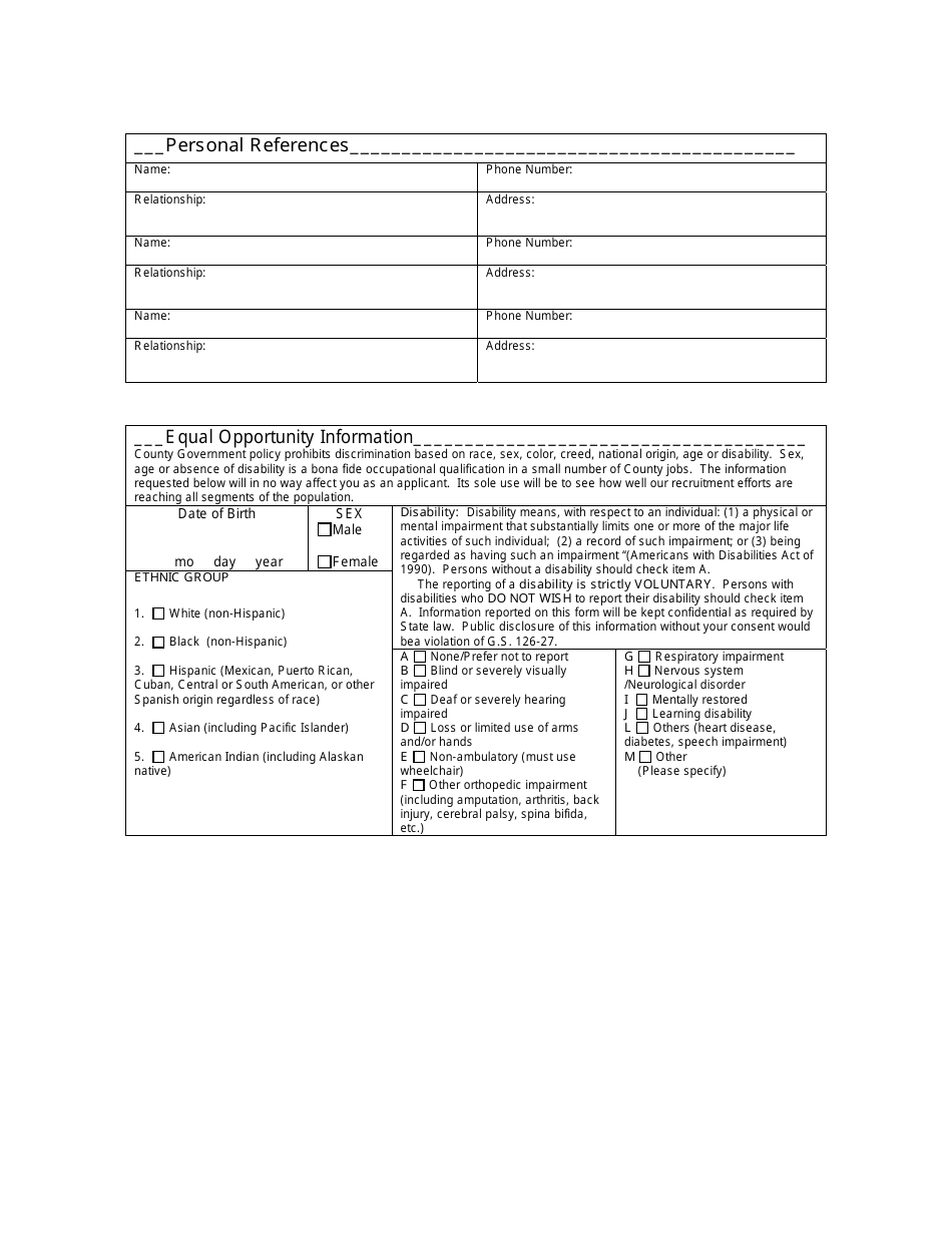 Application for Employment - Stanly County, North Carolina, Page 3