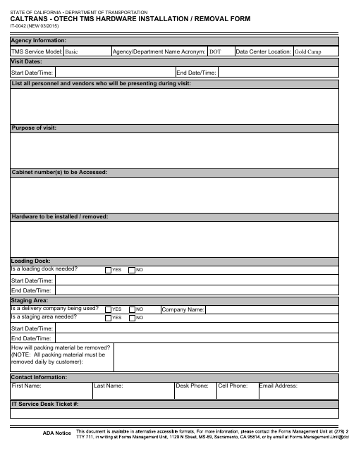 Form IT-0042  Printable Pdf