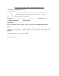 Document preview: DNR Form G-13 Credit Card Authorization Slip to Be Submitted Along With Application - Maryland