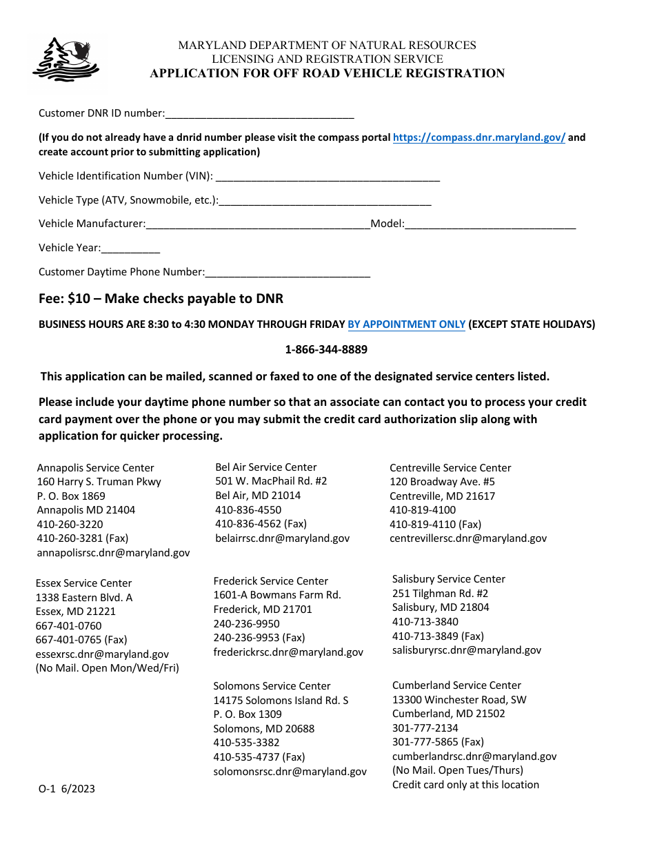 Form O1 Fill Out, Sign Online and Download Fillable PDF, Maryland