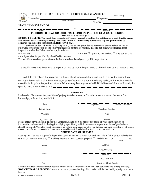 Form CC-DC-053  Printable Pdf