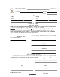 Document preview: Form CC-097 Notice of Appeal (Md. Rule 8-201) - Maryland