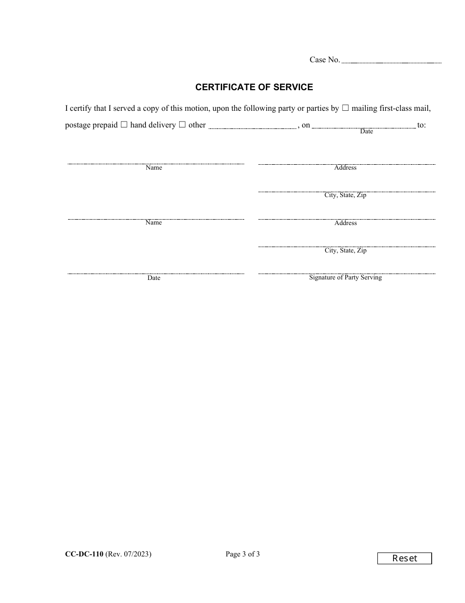 Form CC-DC-110 Motion for Remote Proceeding or to Appear Remotely (Md. Rules 21-201; 21-301; 3-513.1) - Maryland, Page 3