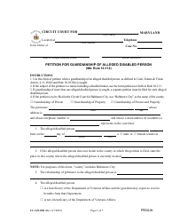 Document preview: Form CC-GN-002 Petition for Guardianship of Alleged Disabled Person (Md. Rule 10-112) - Maryland