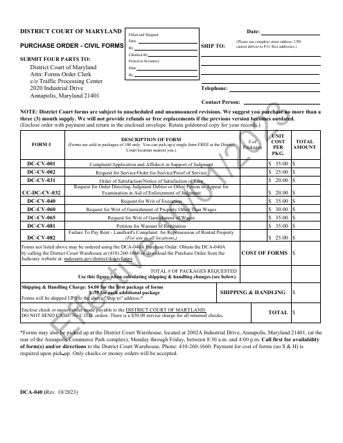 Form DCA-040 - Fill Out, Sign Online And Download Printable PDF ...