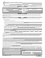 Document preview: Form DC-CV-002 Request for Service/Order for Service/Proof of Service - Maryland