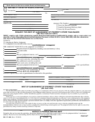 Form DC-CV-060 Request for Writ of Garnishment of Property Other Than Wages (Md. Rule 3-645 and 3-645.1) - Maryland