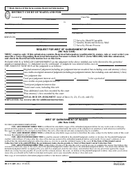Form DC-CV-065 Request for Writ of Garnishment of Wages (Md. Rule 3-646) - Maryland