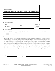 Document preview: Form LACIV237 Order Appointing Court Approved Reporter as Official Reporter Pro Tempore - County of Los Angeles, California