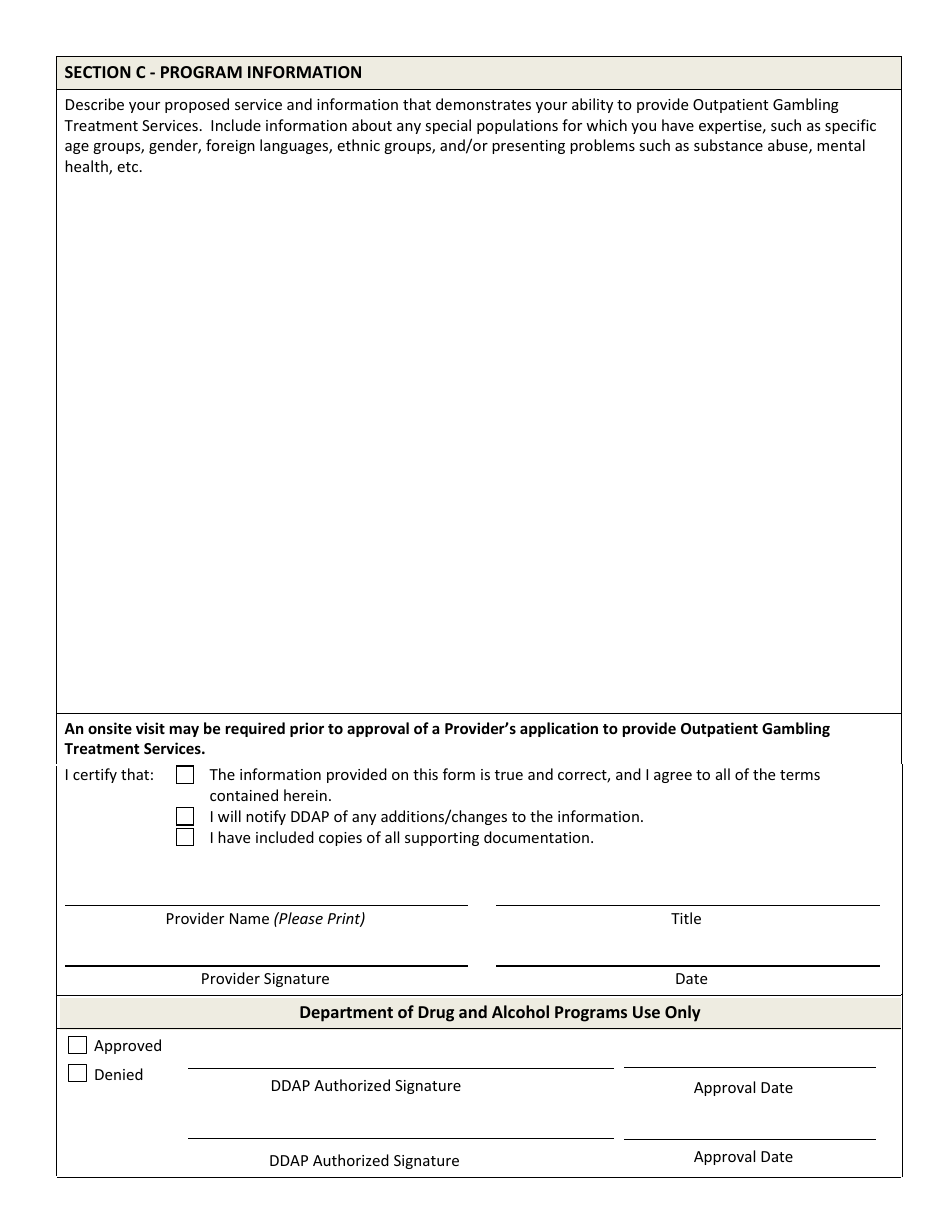 Form DDAP-EFM-1301 Outpatient Gambling Treatment Services Minimum Eligibility Requirements Sole Practitioner - Pennsylvania, Page 3