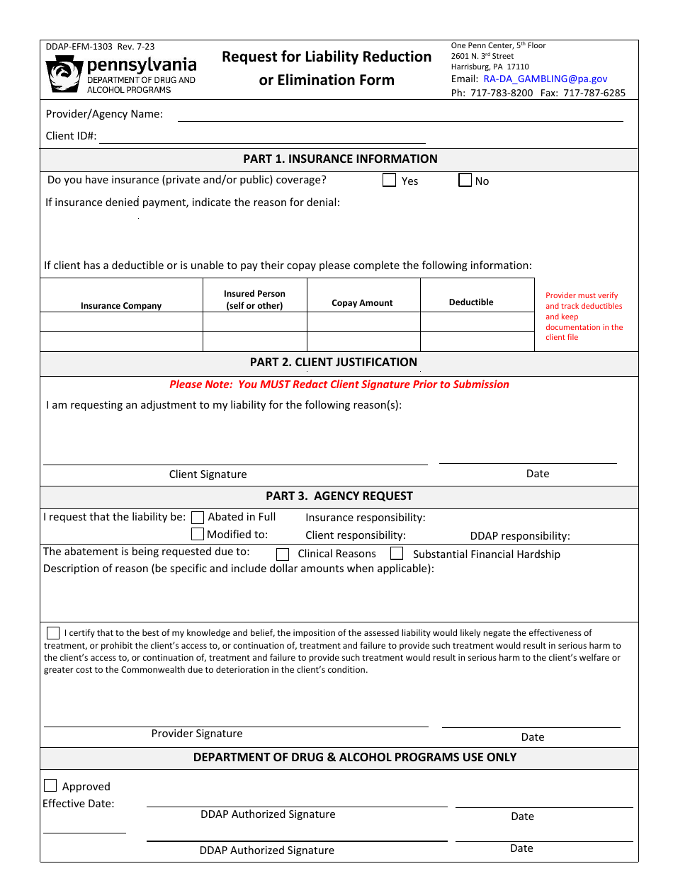 Form DDAP-EFM-1303 Download Fillable PDF or Fill Online Request for ...