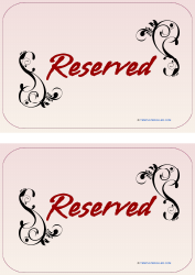 Document preview: Reserved Sign Template - Beige