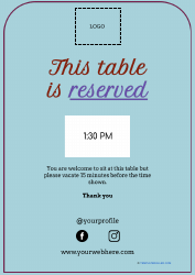 Document preview: Reserved Sign Template - Blue