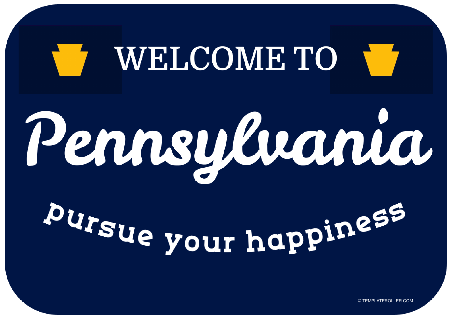 Welcome to Pennsylvania Sign Template
