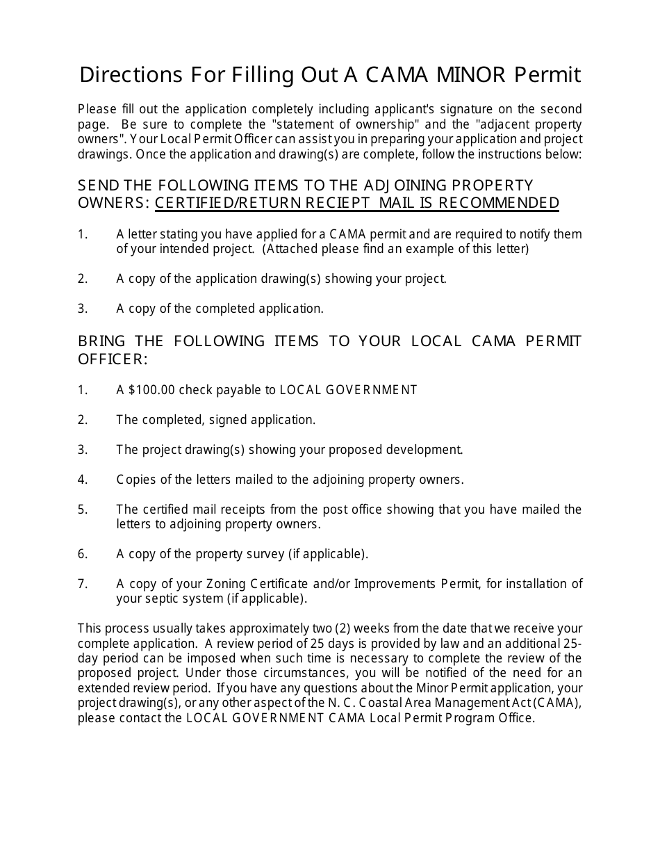 Form EB1952 Application for CAMA Minor Development Permit - North Carolina, Page 3