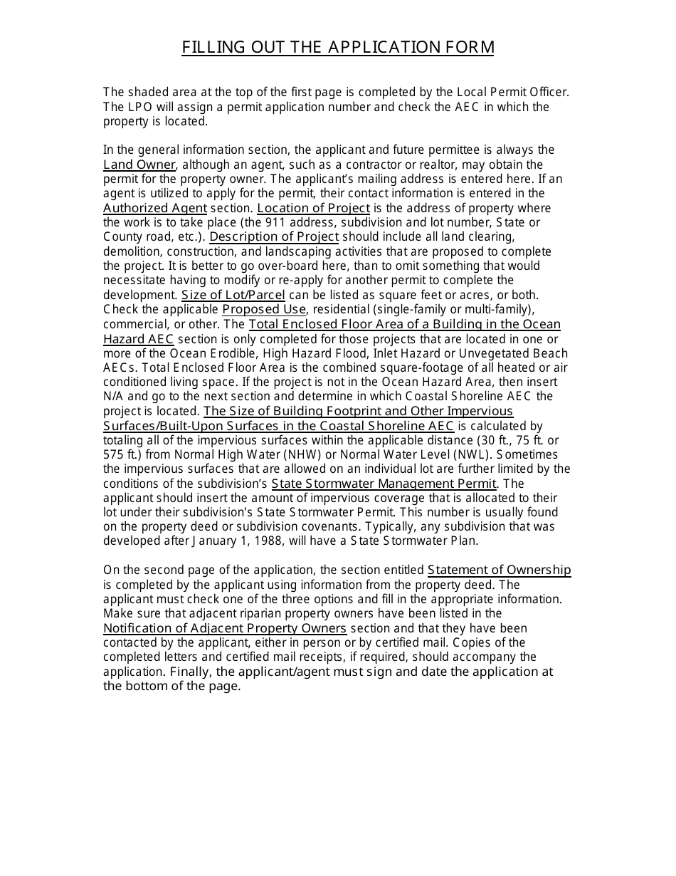 Form EB1952 Application for CAMA Minor Development Permit - North Carolina, Page 5