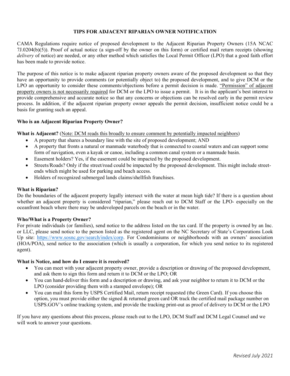 Form EB1952 Application for CAMA Minor Development Permit - North Carolina, Page 8