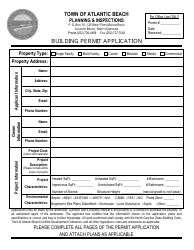 Document preview: Building Permit Application - Town of Atlantic Beach, North Carolina